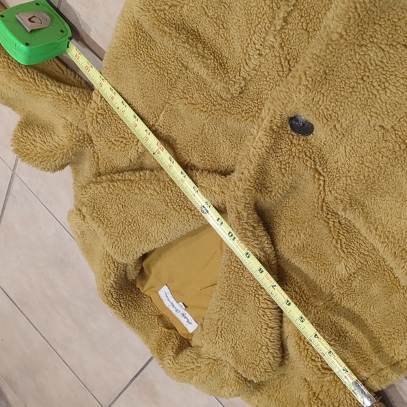 Shebby Collection Mustard Colored Teddy Bear Jacket Coat Size Large - Picture 5 of 5